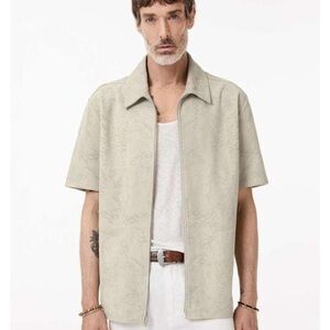 John Varvatos Wade Perforated Suede Leather Zip Front Shirt Jacket NWT 54 US 46